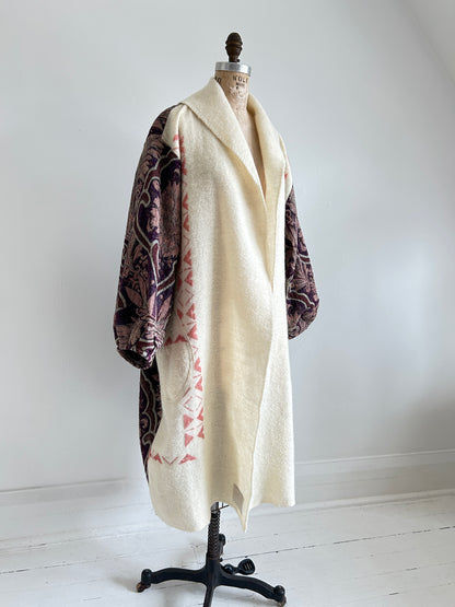 Vivianne Duster with Upcycled Vintage Icelandic Wool & Throw Blanket Size 2X/3X #CVDW23X63
