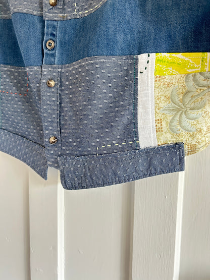 Reworked “Tuxedo Workwear” Buttondown Shirt with Handstitching S/M #TBSM1