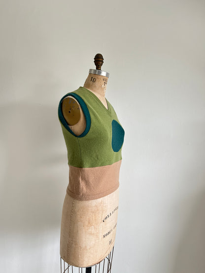 Abstract Art Patched Upcycled Cashmere Vest Size XS/S #ARTV10