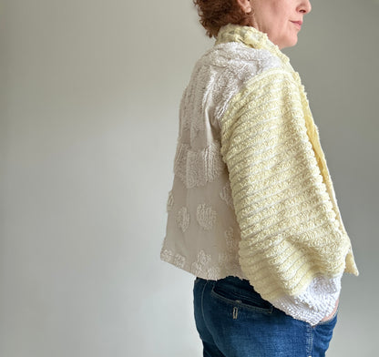 Vivianne Cropped Jacket with Upcycled Vintage Chenille Size S/M #CVCCHSM12