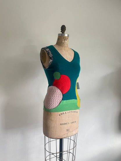 Abstract Art Patched Upcycled Cashmere Vest Size XS/S #CAVXXS26