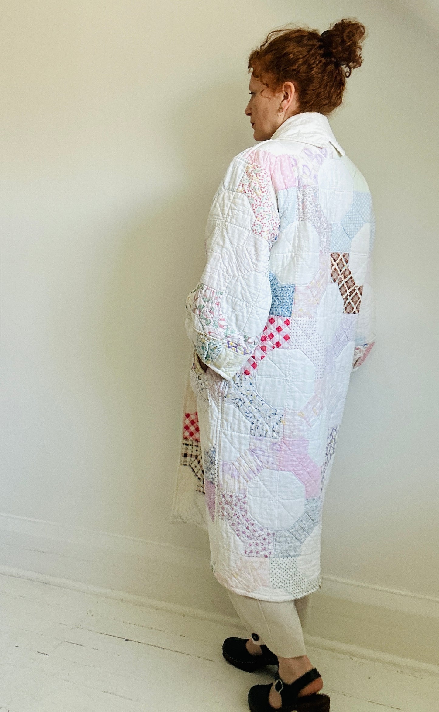Vivianne Jacket Upcycled Hand Stitched Vintage Bow Tie Design Quilt Size M/L #CVDQML1