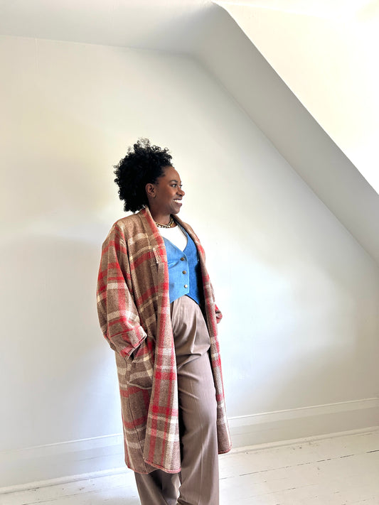 Vivianne Duster with Upcycled Vintage Wool Blanket Size 2X/3X #VIVW21