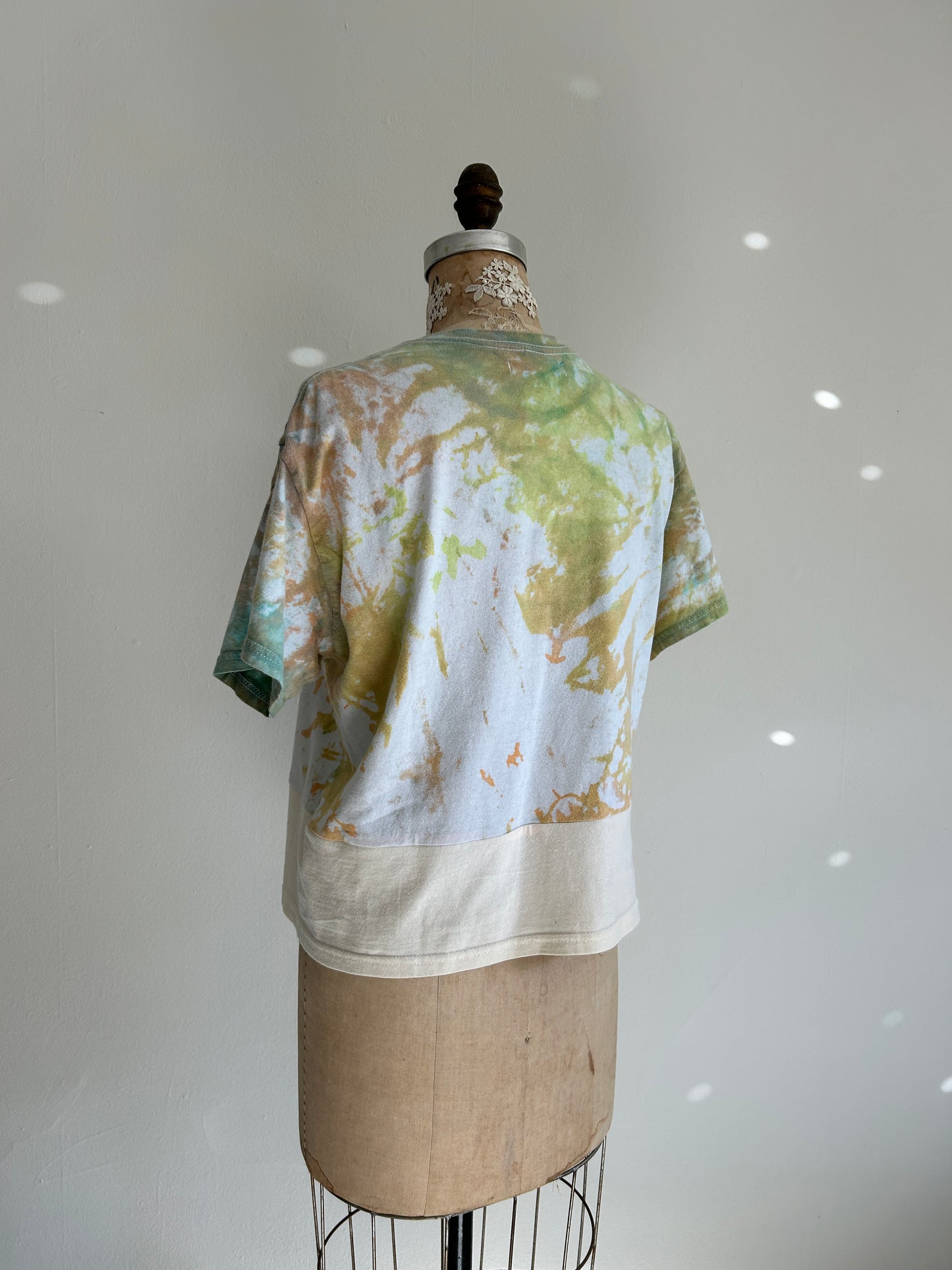 Reworked Preloved Tie Dyed and Tiger Cropped Tshirt - Circle Series Size M/L #TSHIRT16