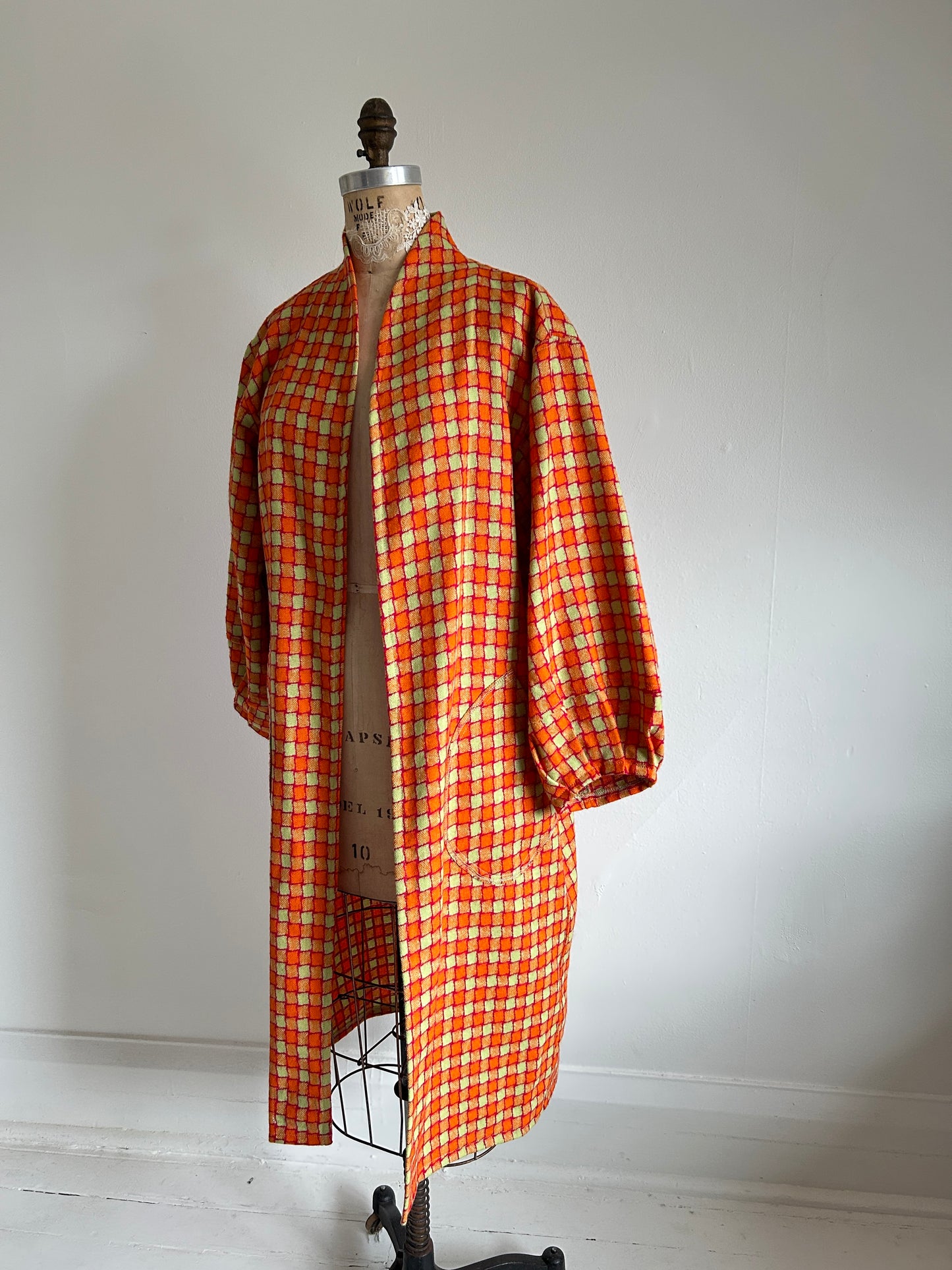 Vivianne Duster Jacket with Upcycled Vintage Deadstock Lightweight Wool Size M/L #CVDWML57