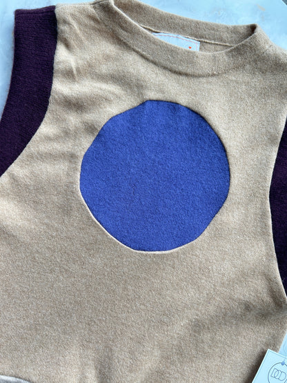 Abstract Art Patched Upcycled Cashmere Vest Size XL/2X #ARTV6