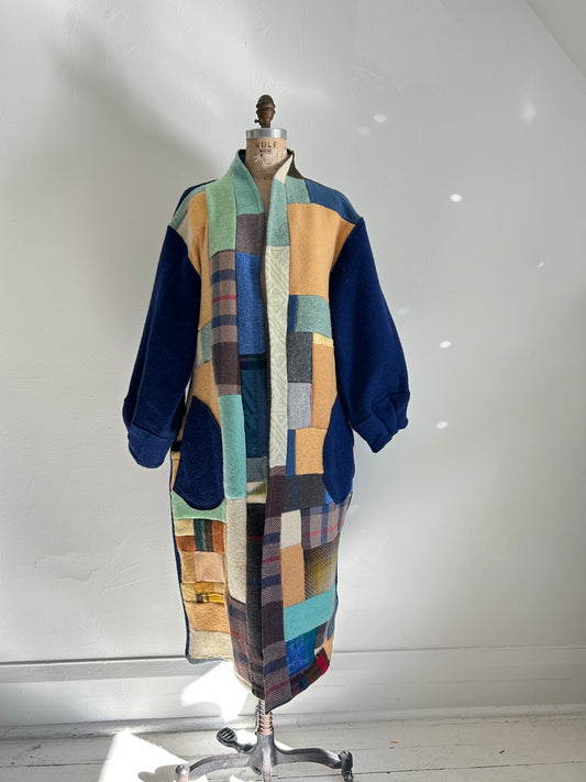Vivianne Duster with Patchwork Upcycled Vintage Wool Size XL/2X #VIVW8