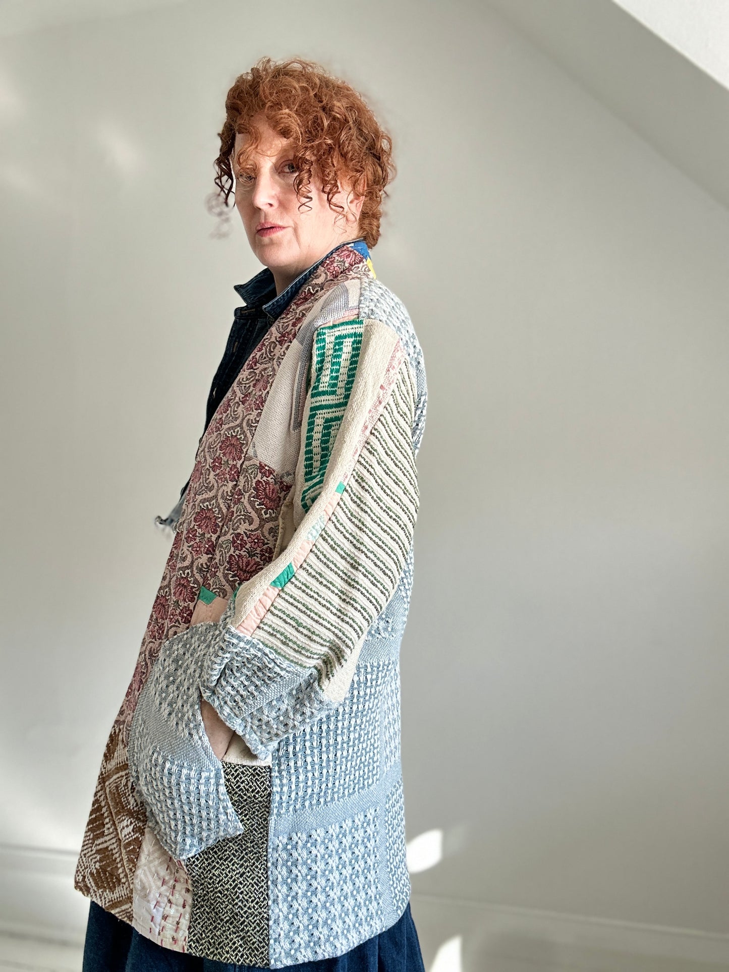 Vivianne Jacket with Upcycled Woven Throw Patchworked Size S/M #VIVT8
