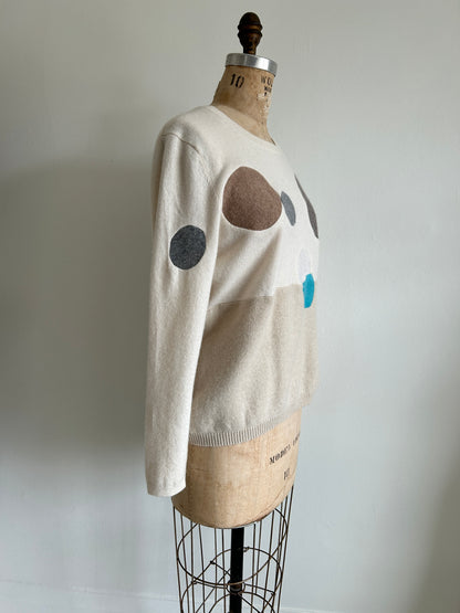 Abstract Art Patched Upcycled Cashmere Sweater L/XL #ART16