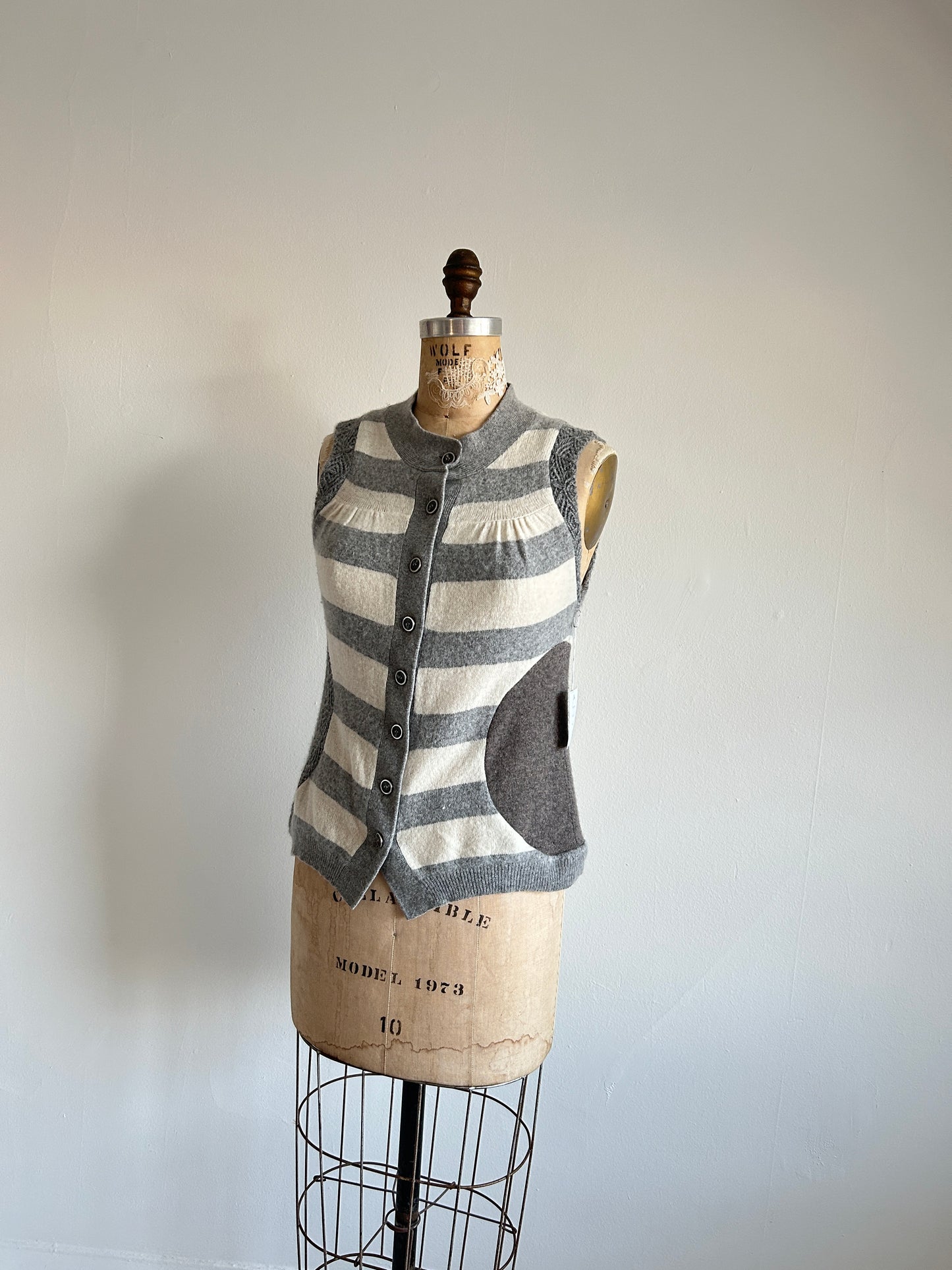 Abstract Art Patched Upcycled Cashmere Vest Size XS/S #CAVXXS22