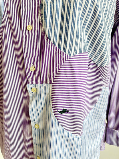 Upcycled Modern Workwear Ralph Lauren Pinstripe Shirt - Circle Series Size 2X/3X #PIN3