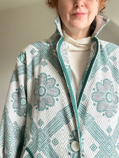 Trench with Vintage Throw Blankets Size M/L #TRENCHML108