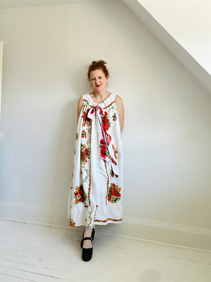 Marlowe Maxi Dress with Upcycled Vintage Linen Tablecloth O/S # MAR6