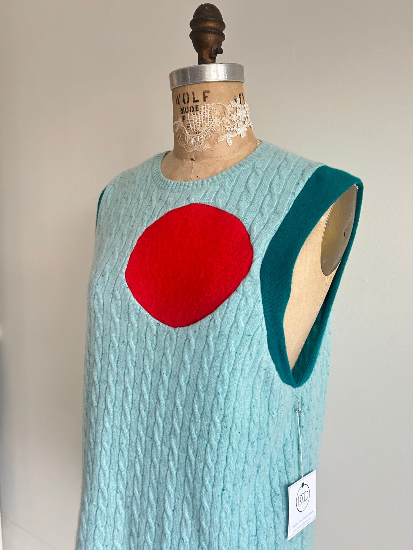 Abstract Art Patched Upcycled Cashmere Vest Size XL/2X #CAVX2X27