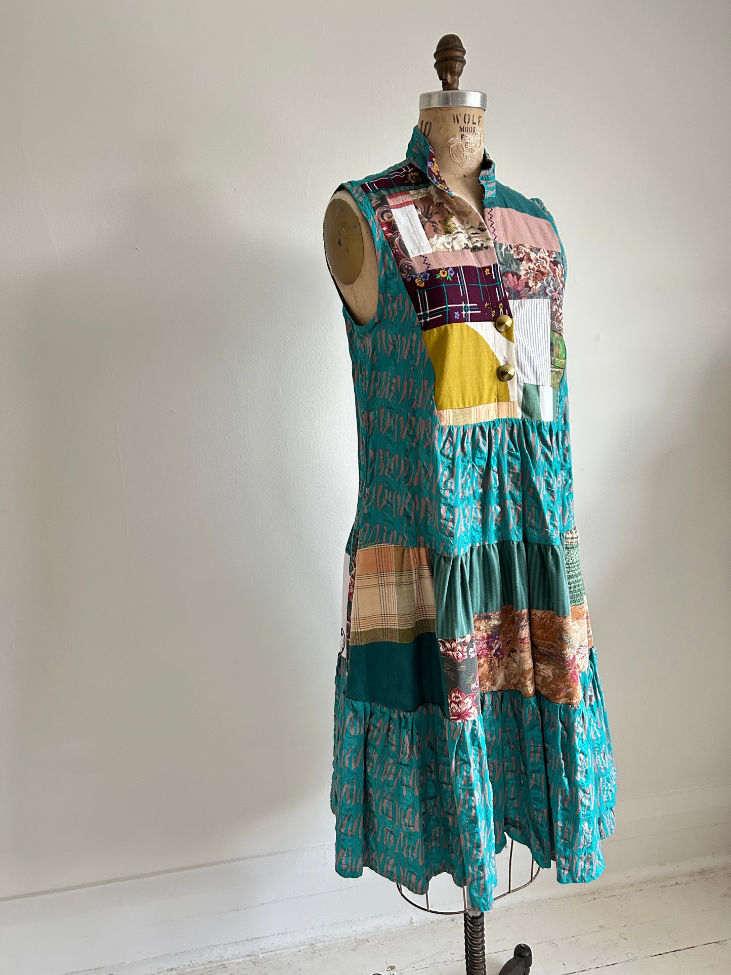 Carrie Dress - One of a Kind Upcycled & Vintage Textiles Size S/M #CAR10