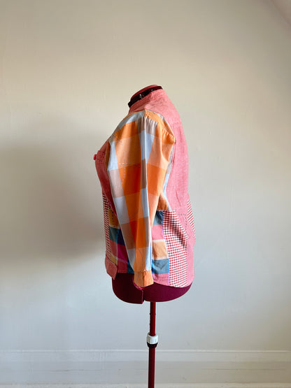 Reworked “Tuxedo Workwear” Buttondown Shirt with Handstitching XL/2X #TB23X10