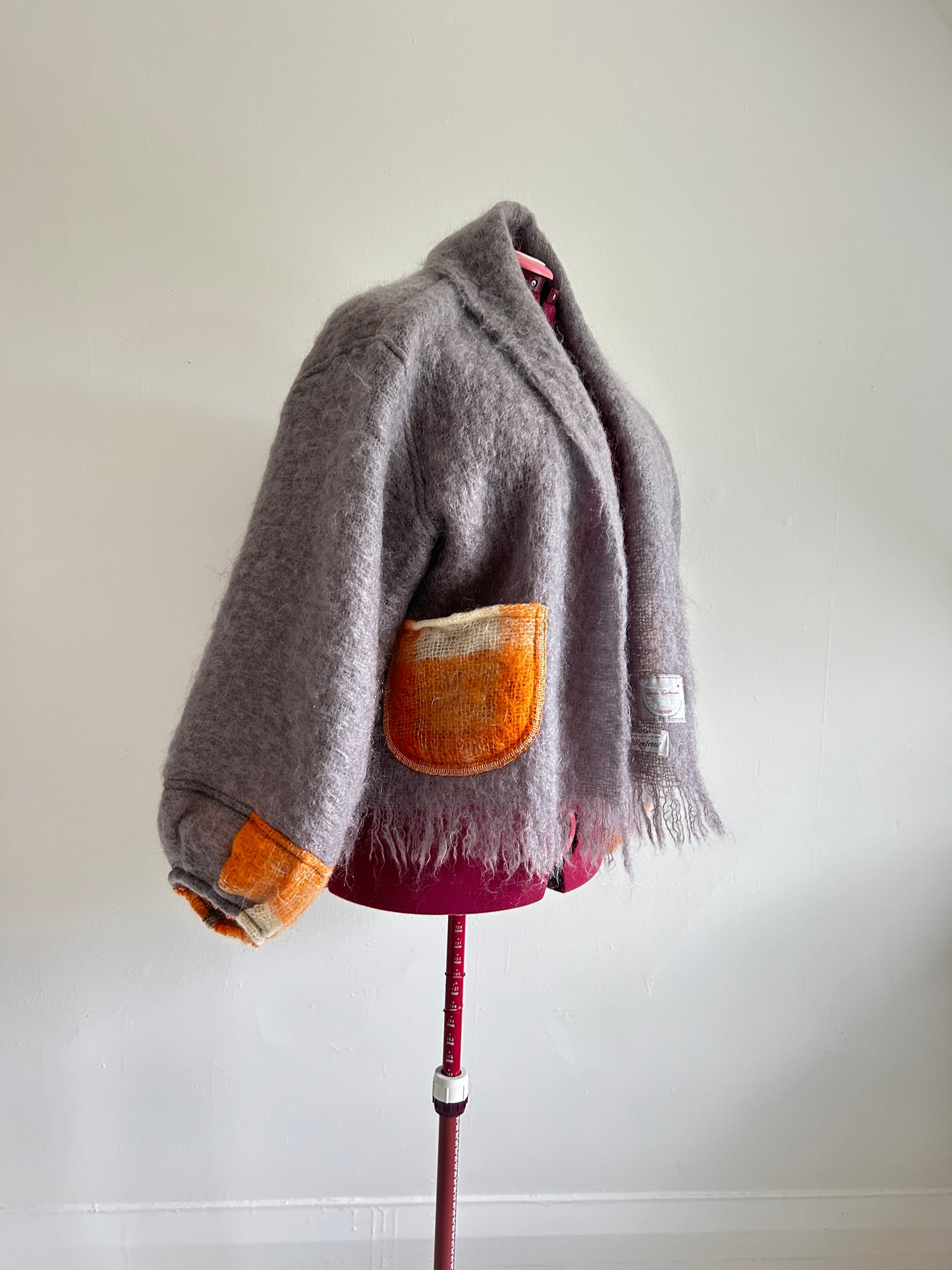Vivianne Cropped Jacket with Upcycled Holt Renfrew Vintage Mohair Wool Size 2X/3X #VIVW18