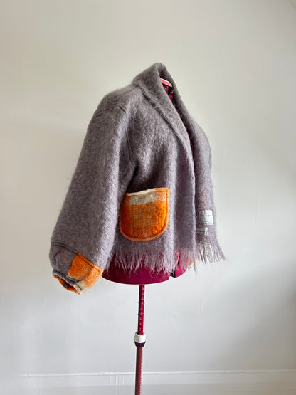 Vivianne Cropped Jacket with Upcycled Holt Renfrew Vintage Mohair Wool Size 2X/3X #VIVW18