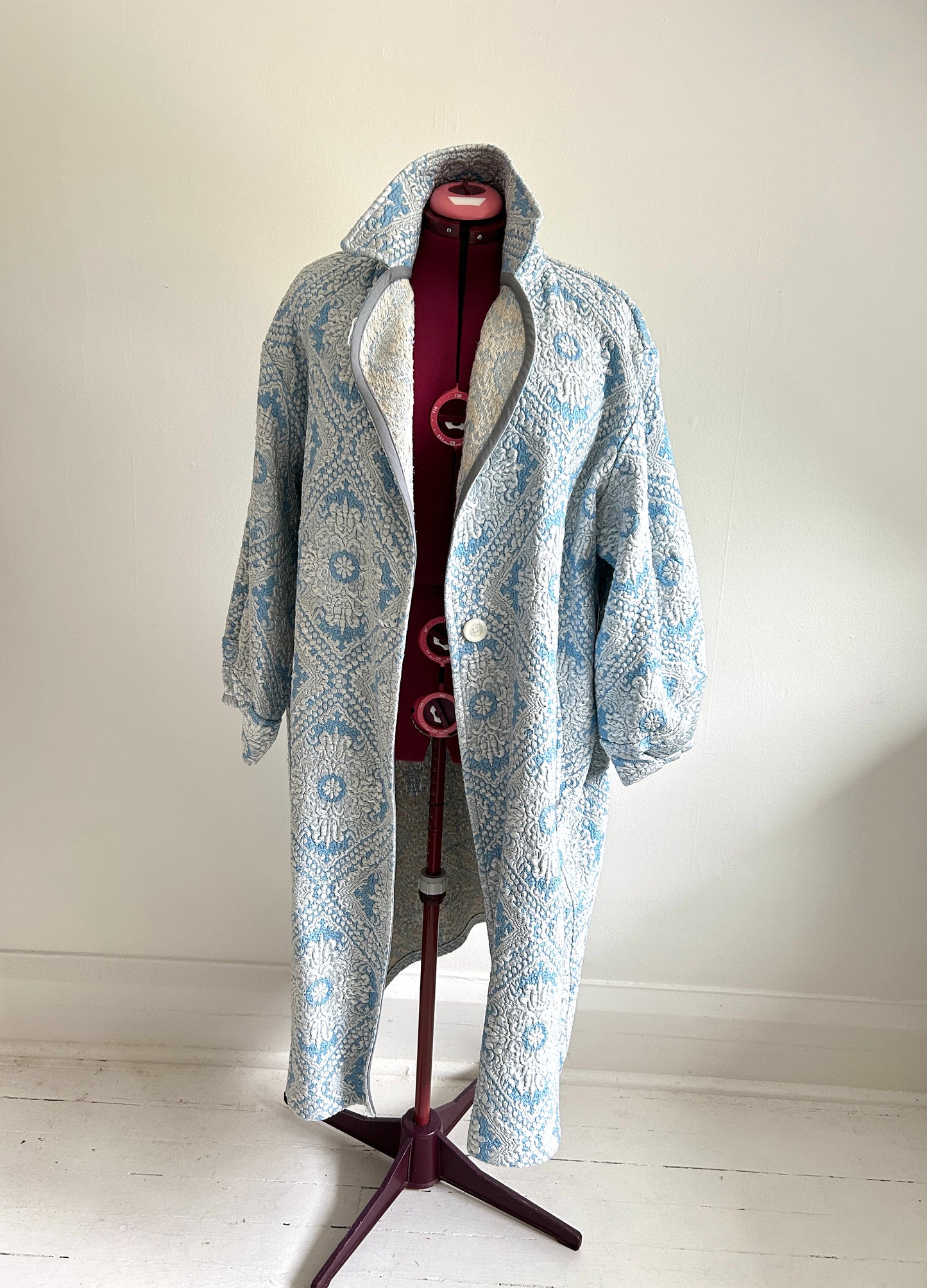 Trench with Vintage Brocade Coverlet Blankets Size 2X/3X #TRENCH1