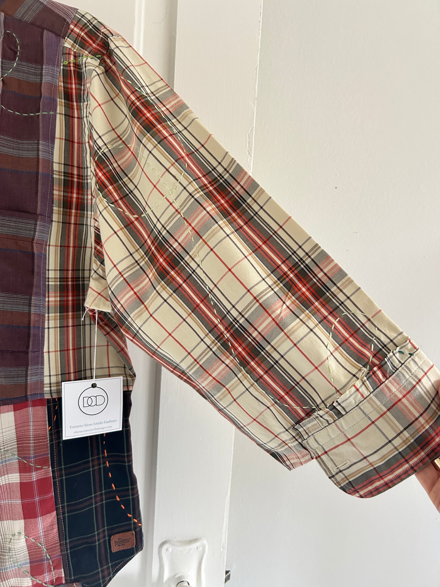 Reworked “Tuxedo Workwear” Buttondown Shirt with Handstitching M/L #TBML6