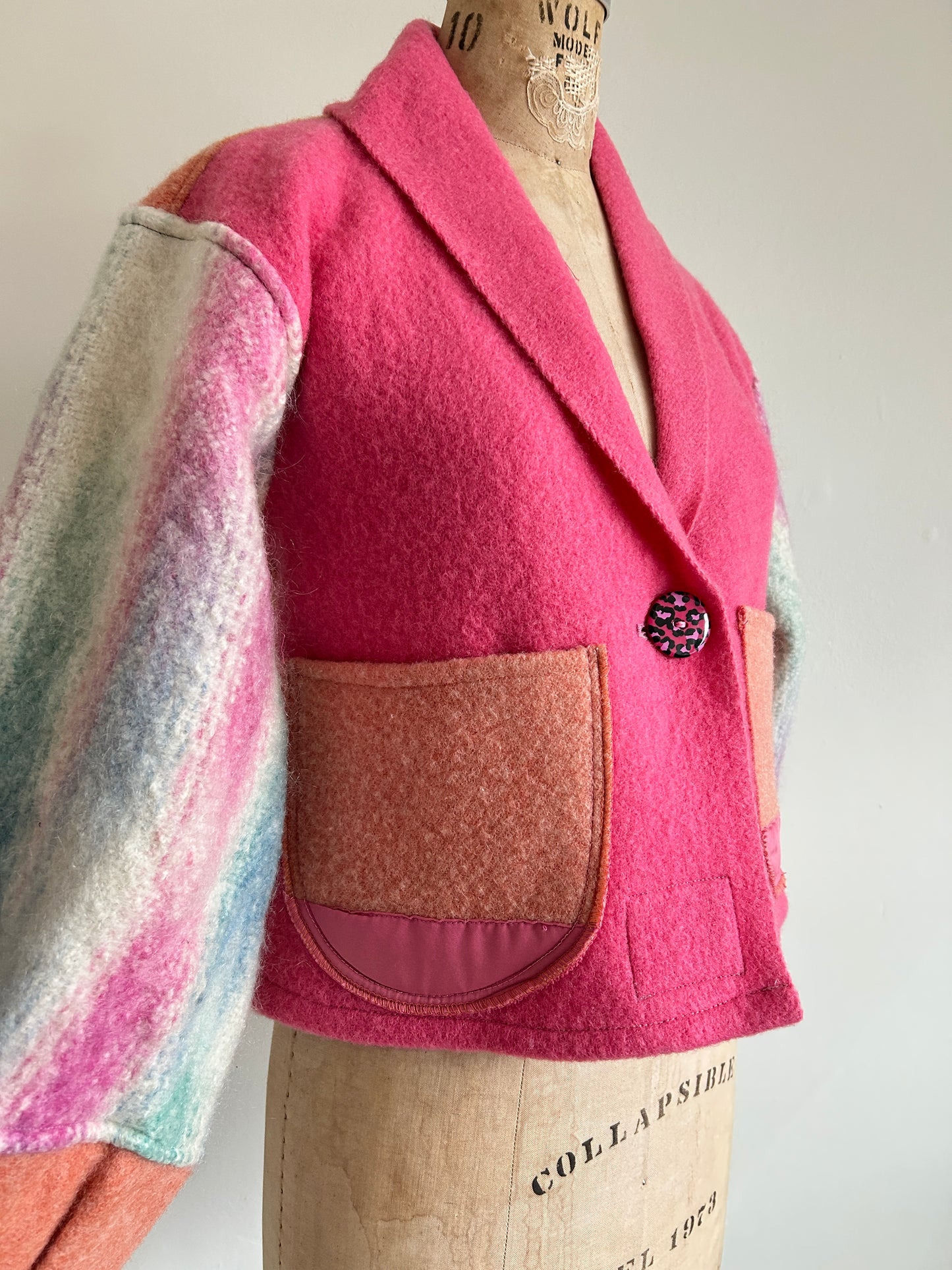 Vivianne Cropped Jacket with Upcycled Vintage Wool Size S/M #CVCWSM58