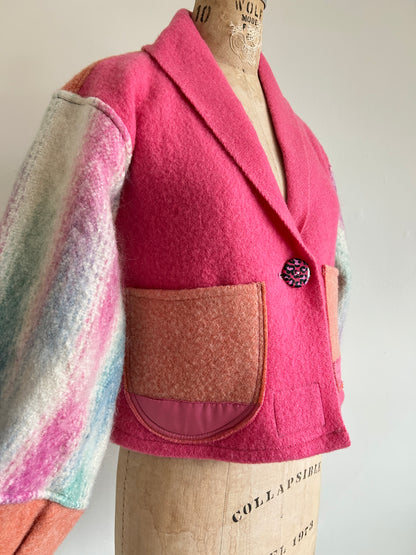 Vivianne Cropped Jacket with Upcycled Vintage Wool Size S/M #CVCWSM58