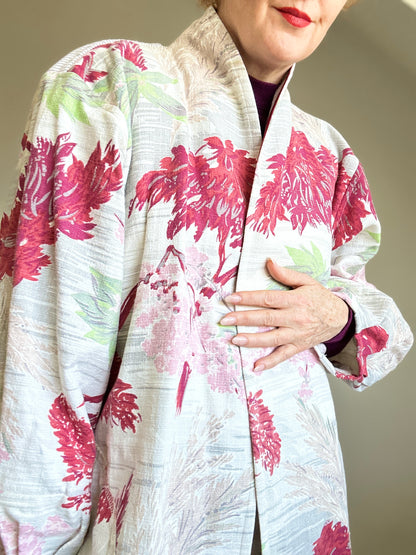 Vivianne Upcycled Vintage Barkcloth & Lined Jacket Size 2X/3X #CVJC23X106