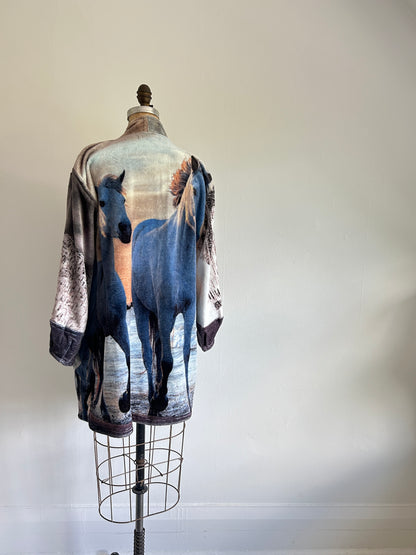 Vivianne Jacket with Upcycled Fleece Throw Blanket Horse Size S/M #VIVFLE1