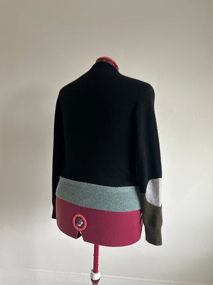 Abstract Art Patched Upcycled Cashmere Sweater L/XL #CASLXL30