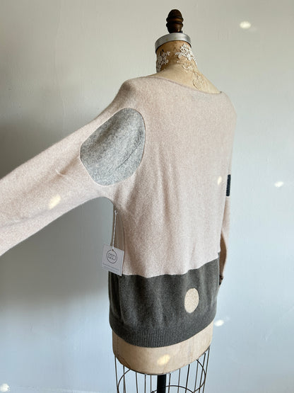Abstract Art Patched Upcycled Cashmere Sweater M/L #CASML6