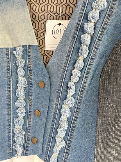 Leni Reclaimed Patchwork Denim Vest with Cotton Lining XL #LENI8