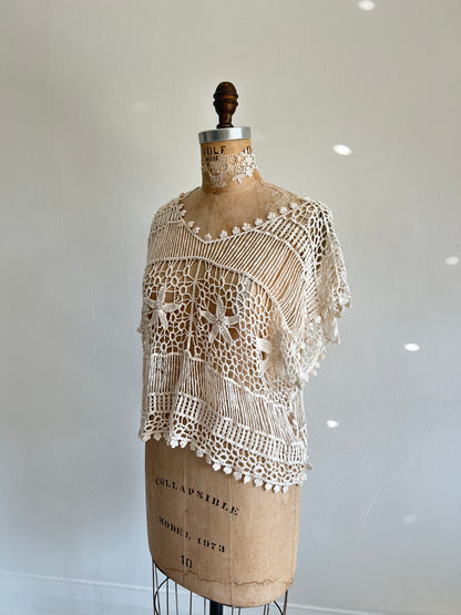 Preloved Cream Crocheted Top Size L #VIN3