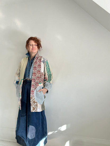 Vivianne Jacket with Upcycled Woven Throw Patchworked Size S/M #VIVT8