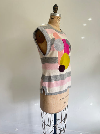 Abstract Art Patched Upcycled Cashmere Vest Size S/M #CAVSM2