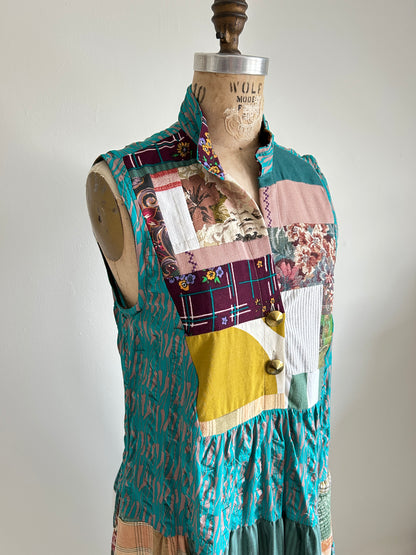Carrie Dress - One of a Kind Upcycled & Vintage Textiles Size S/M #CAR10