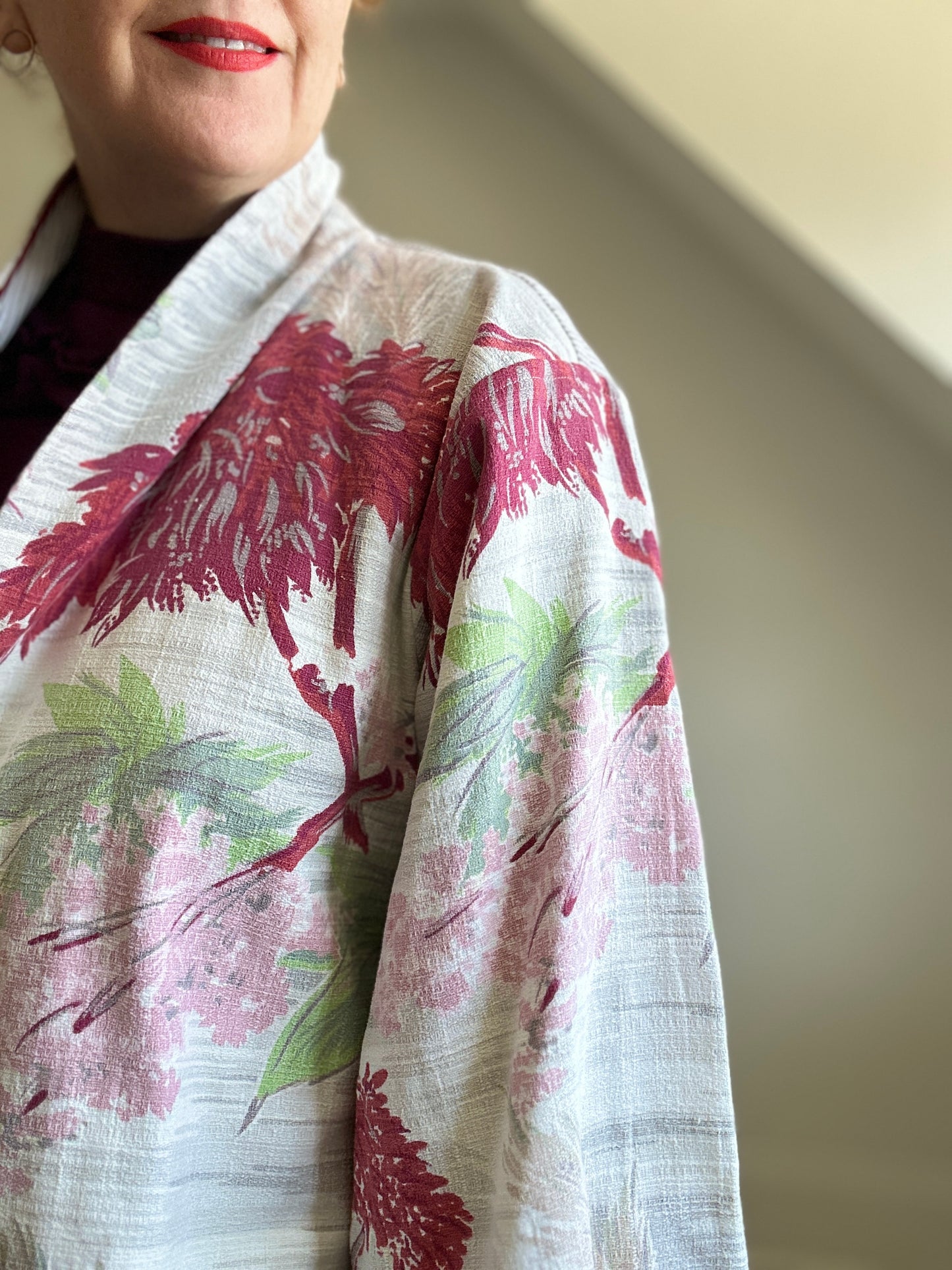 Vivianne Upcycled Vintage Barkcloth & Lined Jacket Size 2X/3X #CVJC23X106