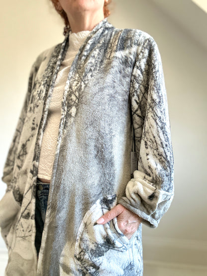 Vivianne Jacket with Upcycled Fleece Throw Blanket Wolf Theme Size M/L #CVJFML24