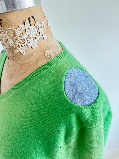 Abstract Art Patched Upcycled Cashmere Sweater L/XL #CASLXL19