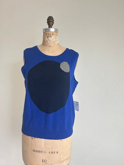 Abstract Art Patched Upcycled Silk, Cotton & Cashmere Vest Size XL/2X #CAVX2X28