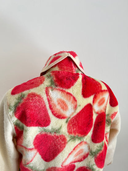 Vivianne Jacket with Upcycled Fleece & Wool Throw Blanket Strawberry Size XL/2X #VIVFLE4
