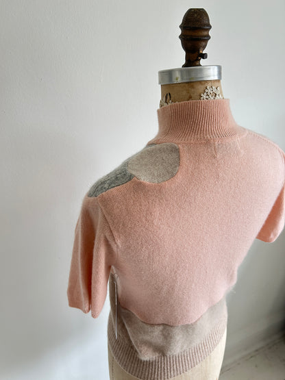Abstract Art Patched Upcycled Lord & Taylor Cashmere Sweater XS/S #ART17