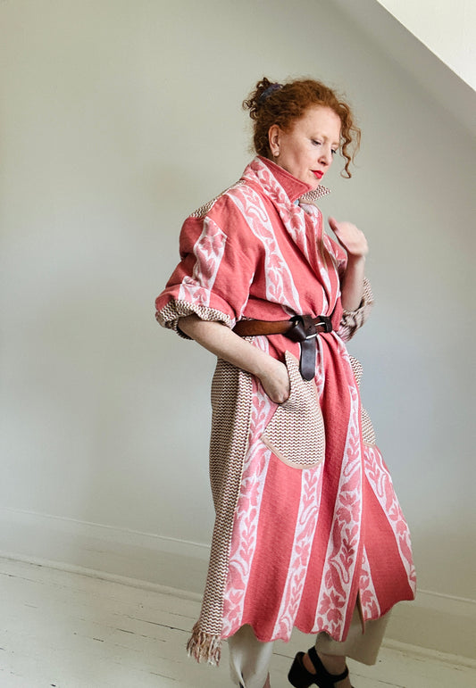 Trench with Vintage Lightweight Blankets Size 2X/3X #TRENCH23X100
