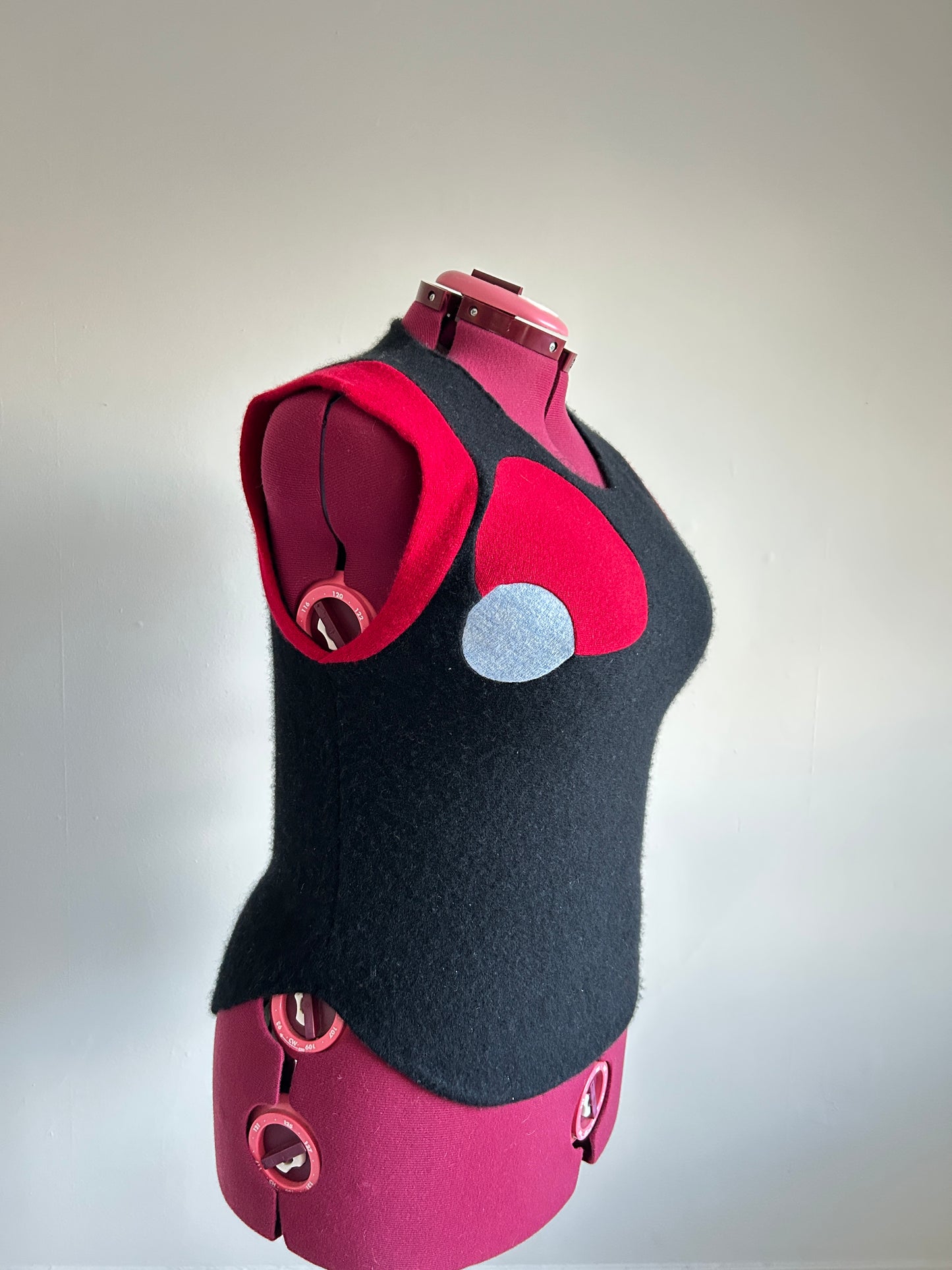 Abstract Art Patched Upcycled Cashmere Vest Size L/XL #CAVLXL24