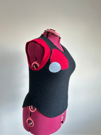 Abstract Art Patched Upcycled Cashmere Vest Size L/XL #CAVLXL24