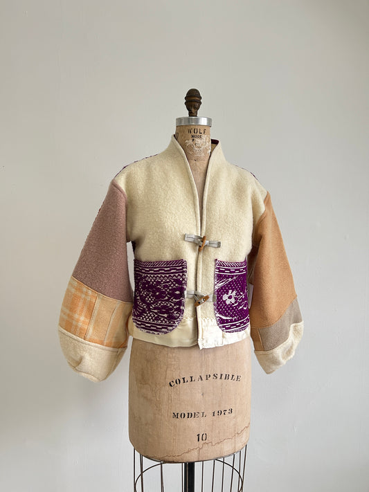 Vivianne Cropped Jacket with Upcycled Vintage Wool Size XS/S #CVCWXSS40