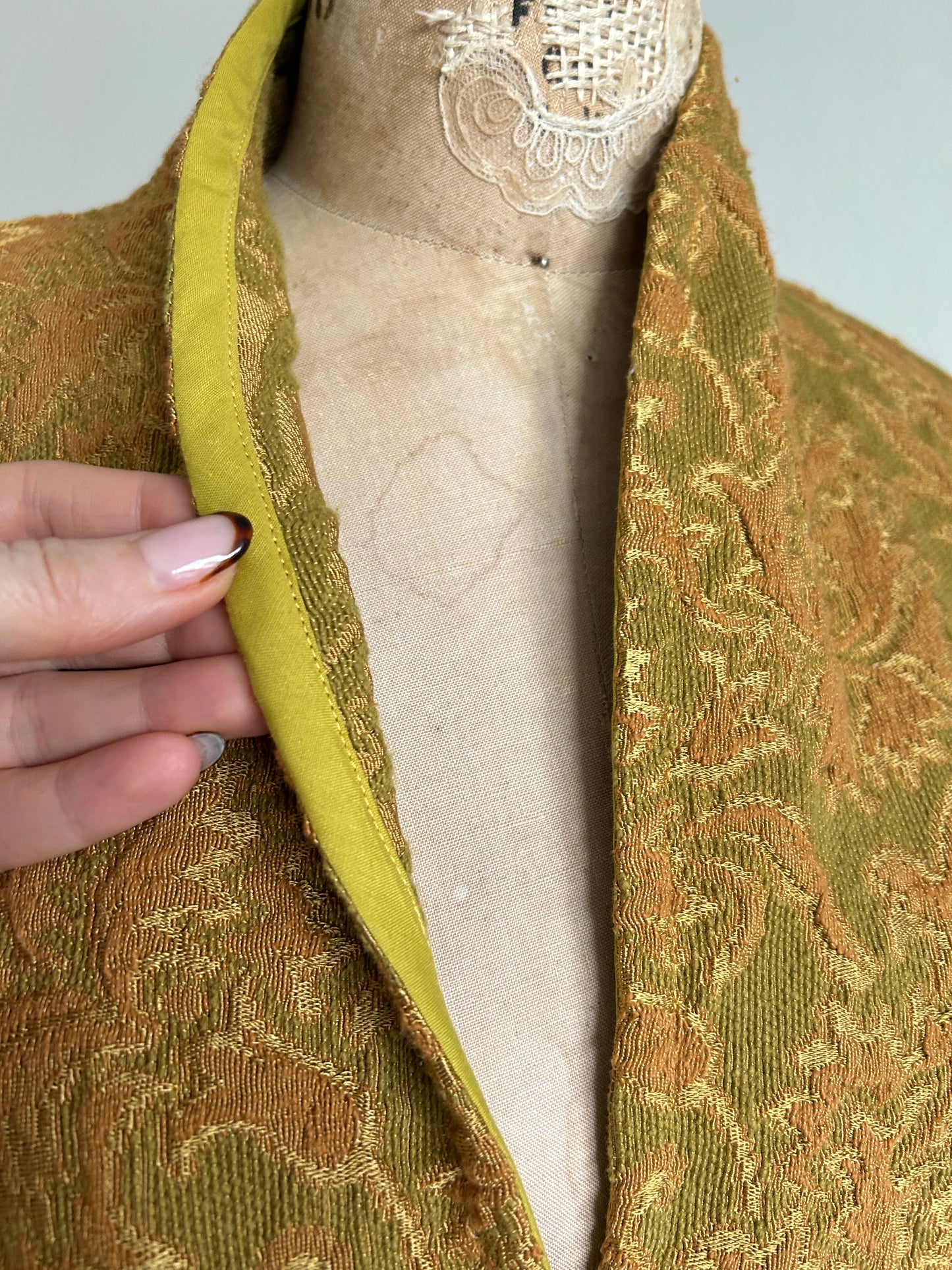 Vivianne Jacket with Upcycled Vintage Draperies S/M #CVJTSM26