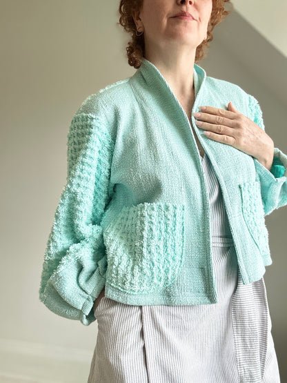 Vivianne Cropped Jacket with Upcycled Vintage Chenille Size S/M #CVCCHSM13