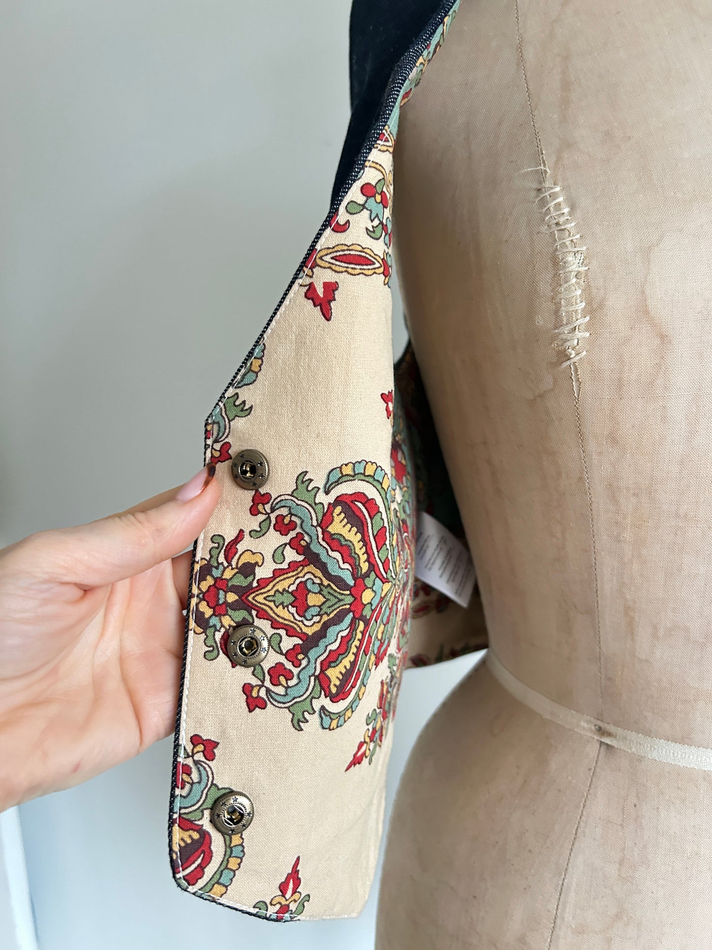 Leni Reclaimed Patchwork Denim Vest with Cotton Lining XS #DVXS12