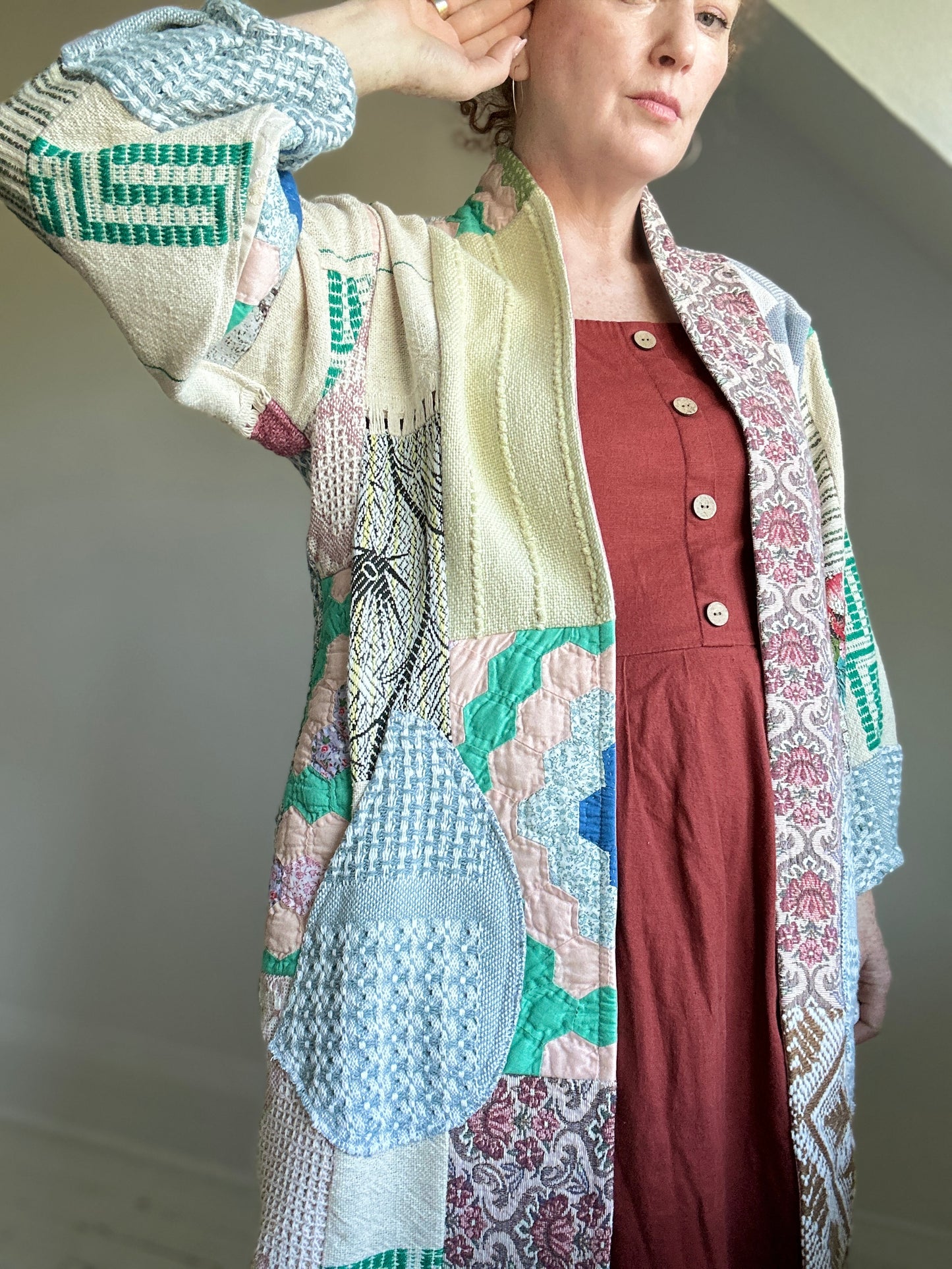 Vivianne Jacket with Upcycled Woven Throw Patchworked Size S/M #VIVT8