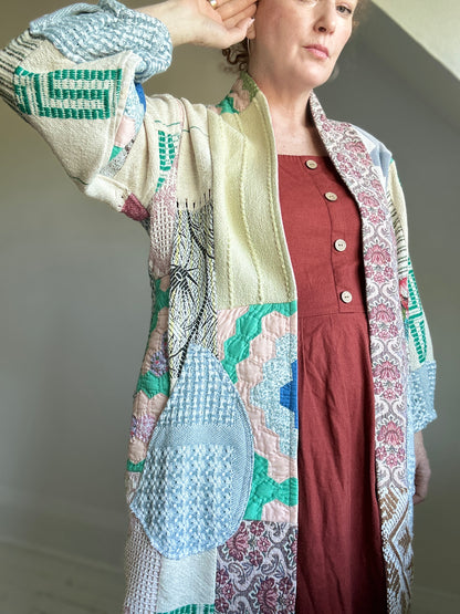 Vivianne Jacket with Upcycled Woven Throw Patchworked Size S/M #VIVT8